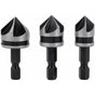 3 pcs 1/4" Hex Hcs Countersink Bit 5 Flute Countersink Drill Bits Countersink Bit 12Mm/16Mm/19Mm For Wood V1188-MS-227-1075