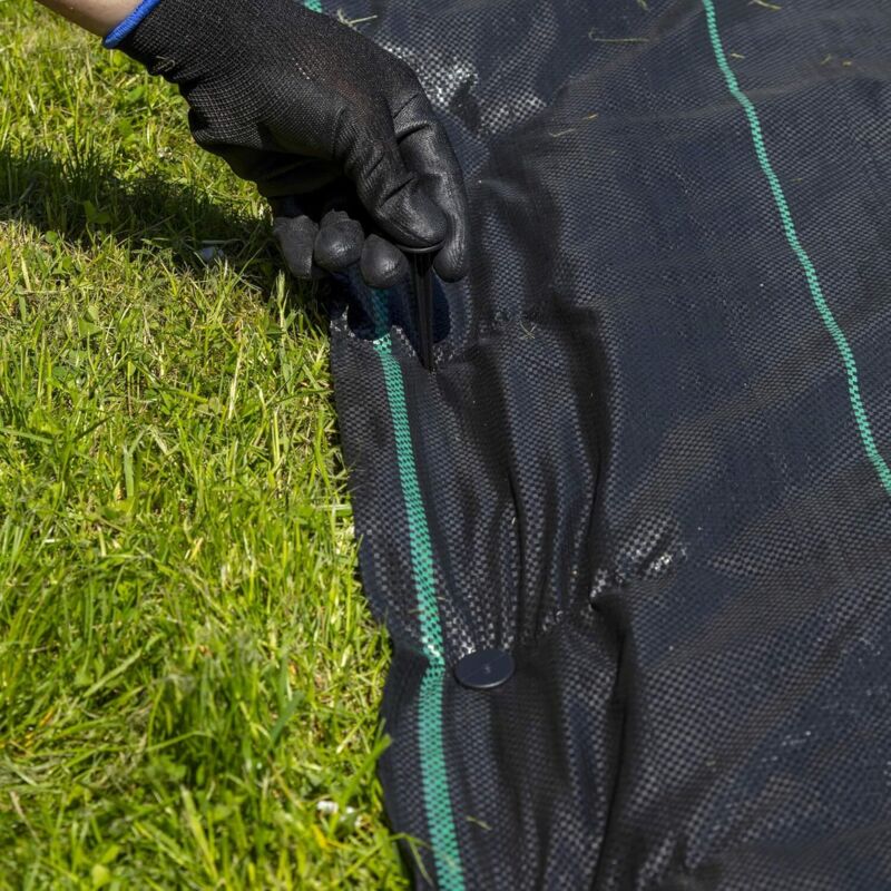 Pack Of 100 Ground Stakes For Fixing Weed Control Fabric Or Mole Control Netting Black V1188-MS-227-1076