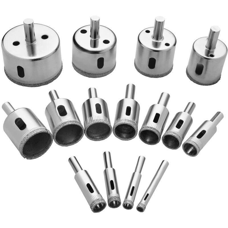 Diamond Drill Bit, 15 pcs Hole Saw Tools Set, Diamond Hole Saw For Glass/Tile/Ceramic/Marble/Porcelain Carbon V1188-MS-227-1080