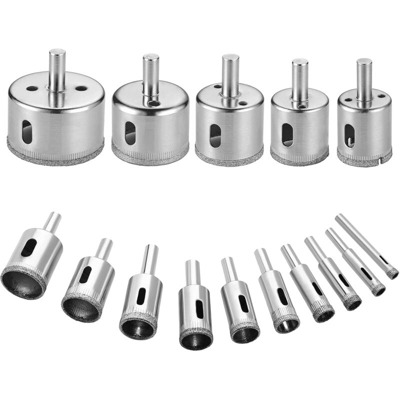 Diamond Drill Bit, 15 pcs Hole Saw Tools Set, Diamond Hole Saw For Glass/Tile/Ceramic/Marble/Porcelain Carbon V1188-MS-227-1080