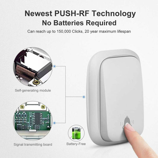 Wireless Doorbell Outdoor Waterproof With 2 Receivers Ip68 Waterproof 150M Range 4 Volume Levels 36 Ringtones V1188-MS-227-1081