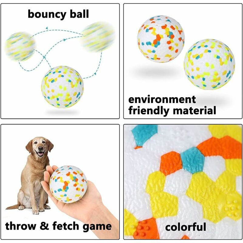 Interactive Dog Toys Training Balls Pet Balls E-Tpu Exercise Play Ball For Medium Large Dogs - 2 Balls 3 Inch V1188-MS-227-1083