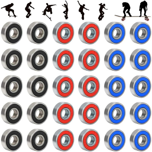 30 pcs 608Rs Bearings Frictionless Carbon Steel Skateboard Longboard Miniature Scooter ROller Skate Bearing V1188-MS-227-1091