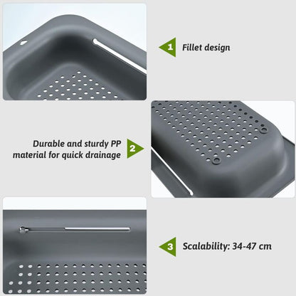 Expandable Sink Strainer - Food Grade Pp Material - Effective Drainage Holes - Quick Drying Rack For Dishes - V1188-MS-227-1098