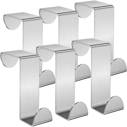 Door Hook, 6 pcs Set Coat Hooks For Door Stainless Steel Door Hooks For Standard Door, Drawer, Cupboard V1188-MS-227-1101
