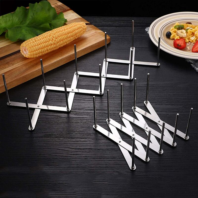 2 pcs Stainless Steel Lid Rack, Kitchen Utensil Organizer, Adjustable Design Lid Holder For Storing Pots, V1188-MS-227-1104