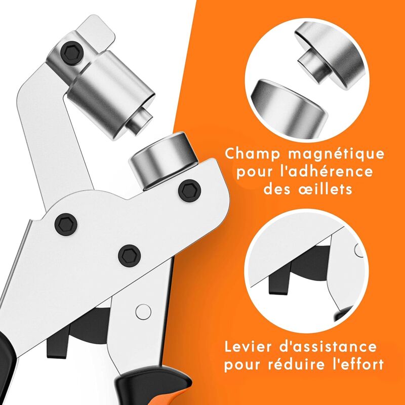 Professional Eyelet Punch Pliers - Minimal Effort - Punch Pliers With 100 Eyelets (Inner 10 Mm) V1188-MS-227-1105