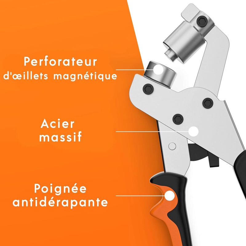 Professional Eyelet Punch Pliers - Minimal Effort - Punch Pliers With 100 Eyelets (Inner 10 Mm) V1188-MS-227-1105