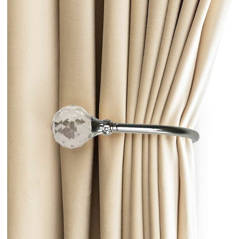 Curtain Tiebacks Wall Hooks U Metal Curtain Tiebacks, Metallic Curtain 2 Pack (Silver) V1188-MS-227-1115