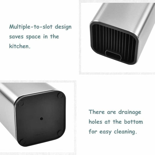 Knife Block, Stainless Steel Knife Holder, Kitchen Knife Holder, Square Knife Holder, For Knives And Scissors V1188-MS-227-1116