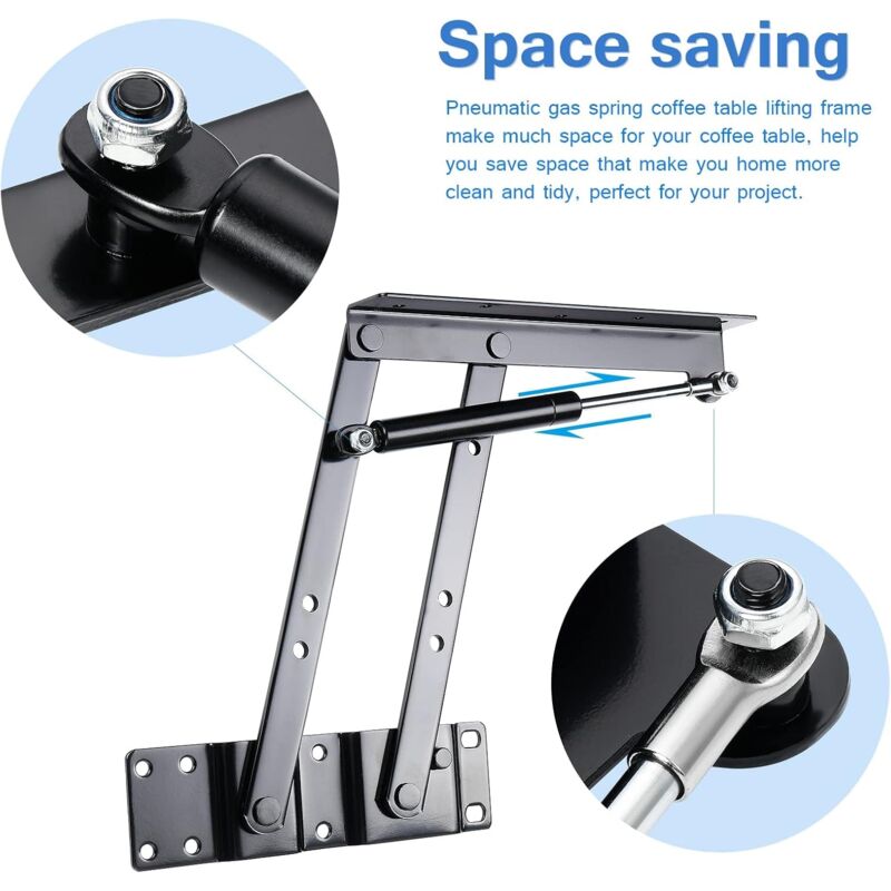2 pcs Lift-Up Coffee Table Hinge, Heavy Duty Lift-Up Coffee Table Mechanism, Lift Up Spring Hinge For Coffee V1188-MS-227-1124