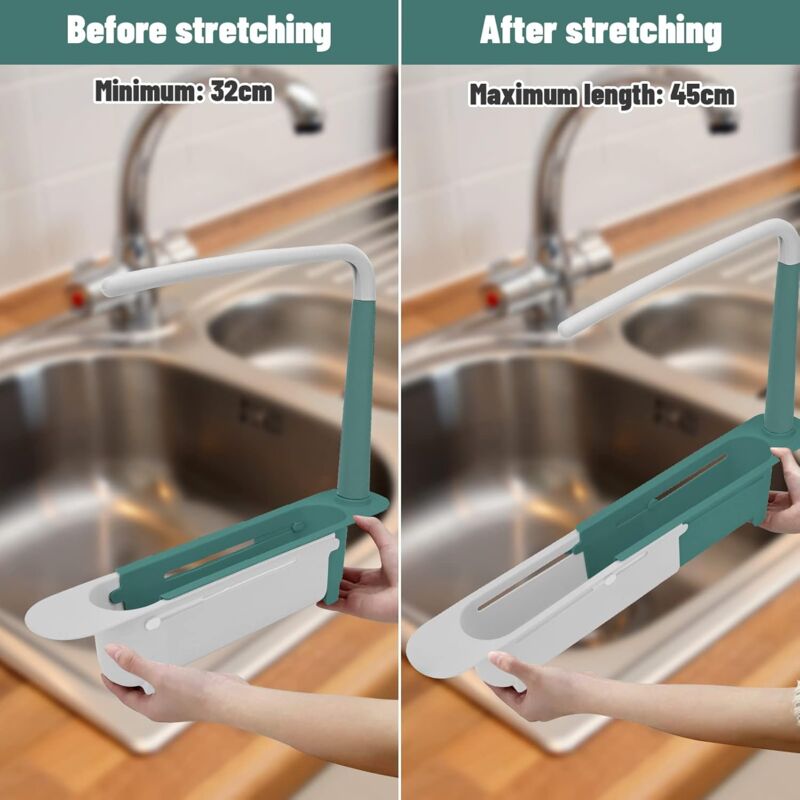 Telescopic Sink Rack Telescopic Sink Storage Rack Length Freely Large Capacity Pp Expandable Sink Organizer V1188-MS-227-1126