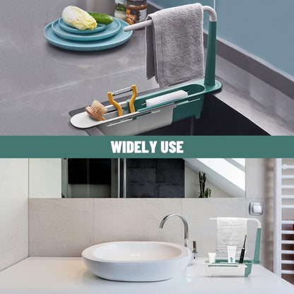 Telescopic Sink Rack Telescopic Sink Storage Rack Length Freely Large Capacity Pp Expandable Sink Organizer V1188-MS-227-1126