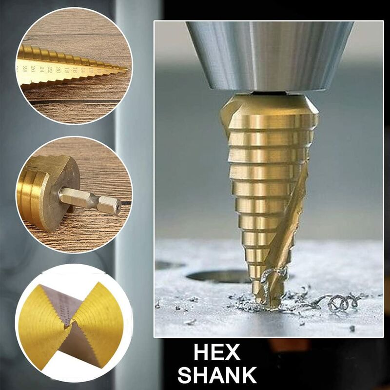 Step Drill Bits Double Slot Countersink Drill Bit High Speed Steel Cone Drill Bit For Steel Wood, Plastic, V1188-MS-227-1130