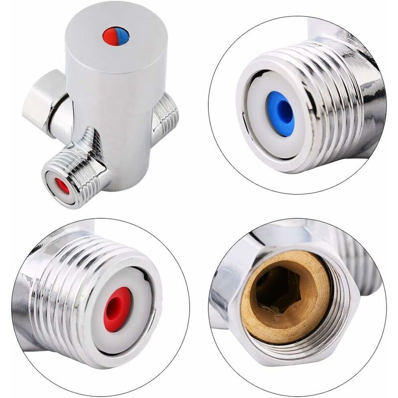 3 Way Mixer Tap - Water Mixer Temperature Control For Automatic Faucet In Bathroom V1188-MS-227-1145
