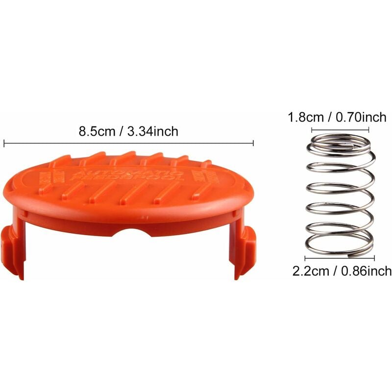 4 Pack Spool Caps + 4 Spring Replacement Parts Compatible With Black+Decker Rc-100-P String Trimmers V1188-MS-227-1148