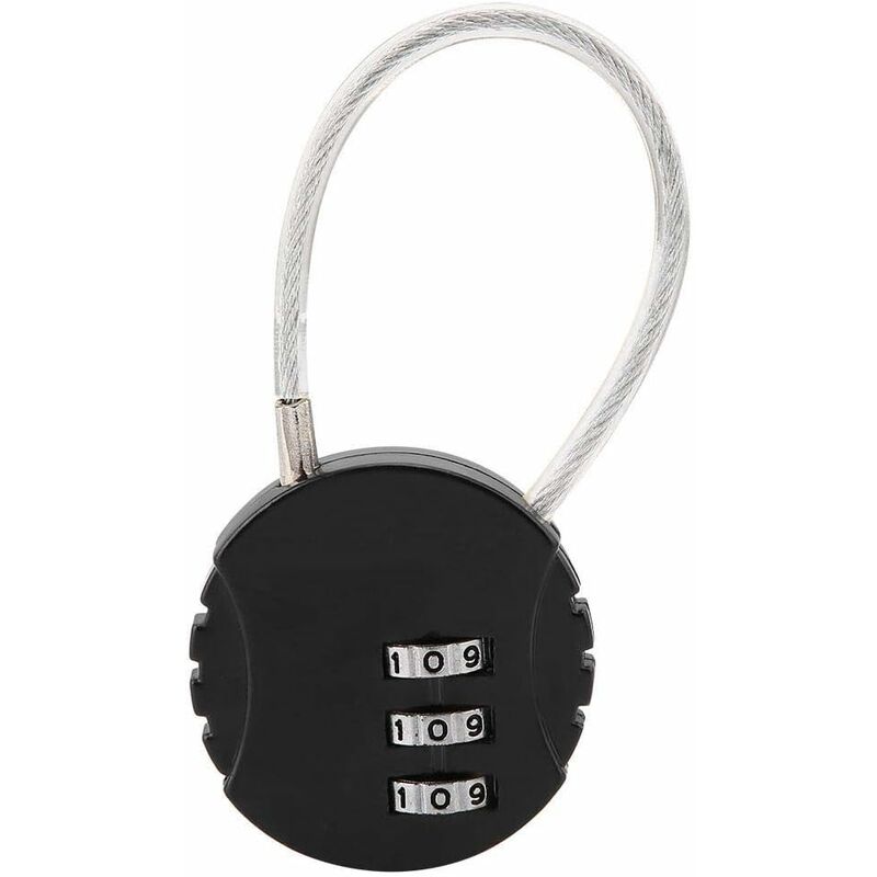 Security Padlock, Combination Lock Code Lock Travel Lock With Steel Cable 3 Digit Luggage Lock For Suitcases V1188-MS-227-1152