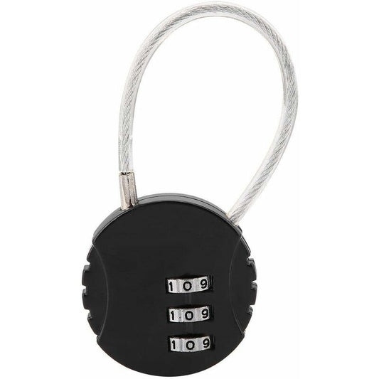 Security Padlock, Combination Lock Code Lock Travel Lock With Steel Cable 3 Digit Luggage Lock For Suitcases V1188-MS-227-1152