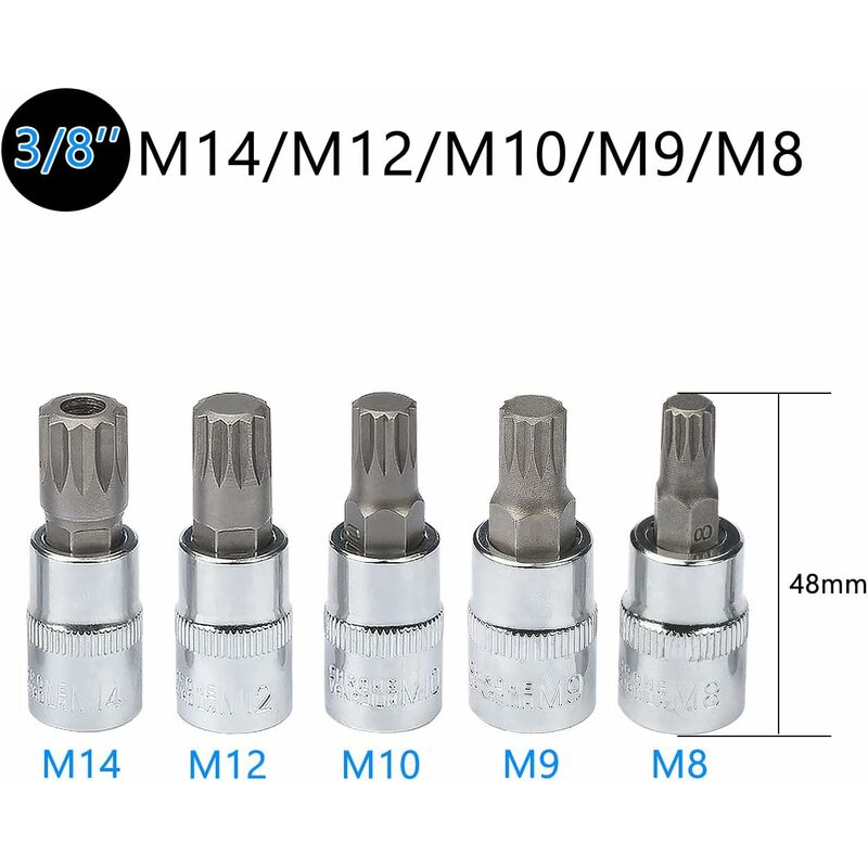10 pcs M4 - M18 Torx Spline Bit Socket Set - Triple Square Socket Set With Storage Case V1188-MS-227-1153