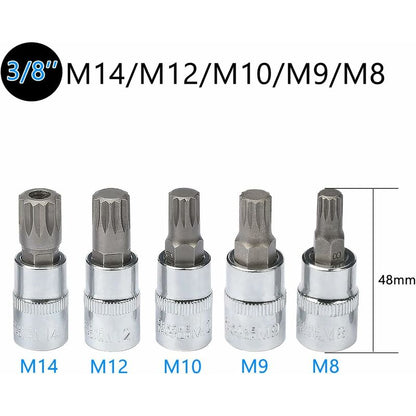 10 pcs M4 - M18 Torx Spline Bit Socket Set - Triple Square Socket Set With Storage Case V1188-MS-227-1153