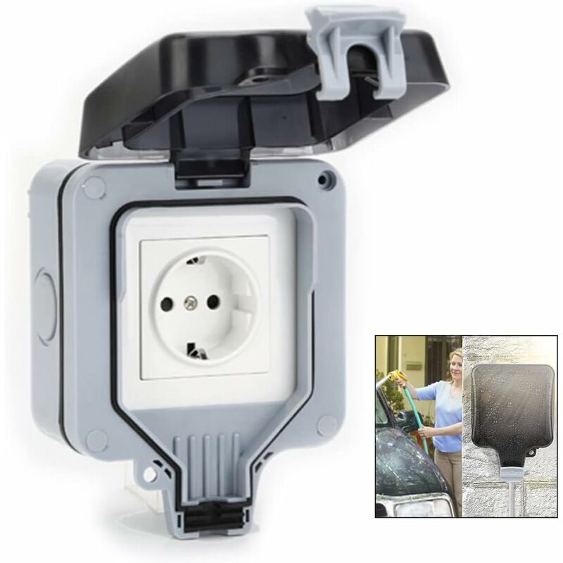 Waterproof Outdoor Wall Socket, Ip66 Weatherproof Outdoor Socket For Kitchen, Bathroom, Garage, Pool And V1188-MS-227-1158