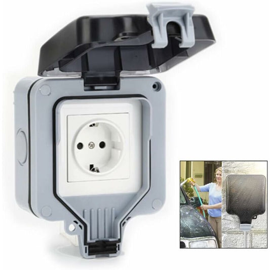 Waterproof Outdoor Wall Socket, Ip66 Weatherproof Outdoor Socket For Kitchen, Bathroom, Garage, Pool And V1188-MS-227-1158