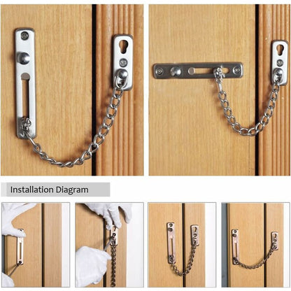 Silver Chain Sliding Security Lock - Door Lock - Door Lock - Interior Sliding Door - Exterior Gate Lock - V1188-MS-227-1162
