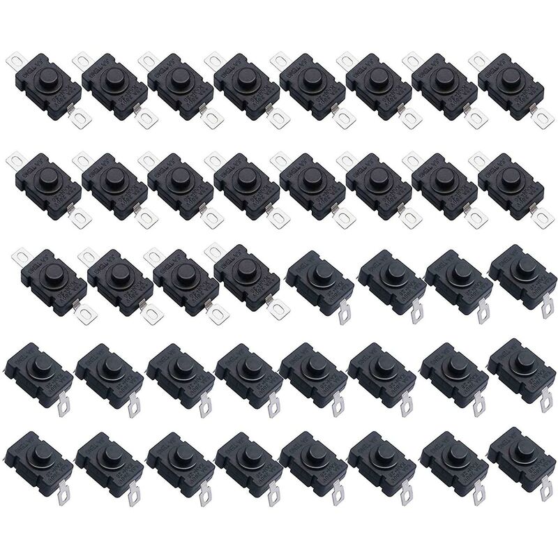 40 pcs Self-Locking Push Button Switch, Kan-28 Mini Flashlight Switch (20 pcs Flat Pin With Hole + 20 pcs V1188-MS-227-1168