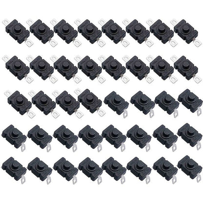 40 pcs Self-Locking Push Button Switch, Kan-28 Mini Flashlight Switch (20 pcs Flat Pin With Hole + 20 pcs V1188-MS-227-1168