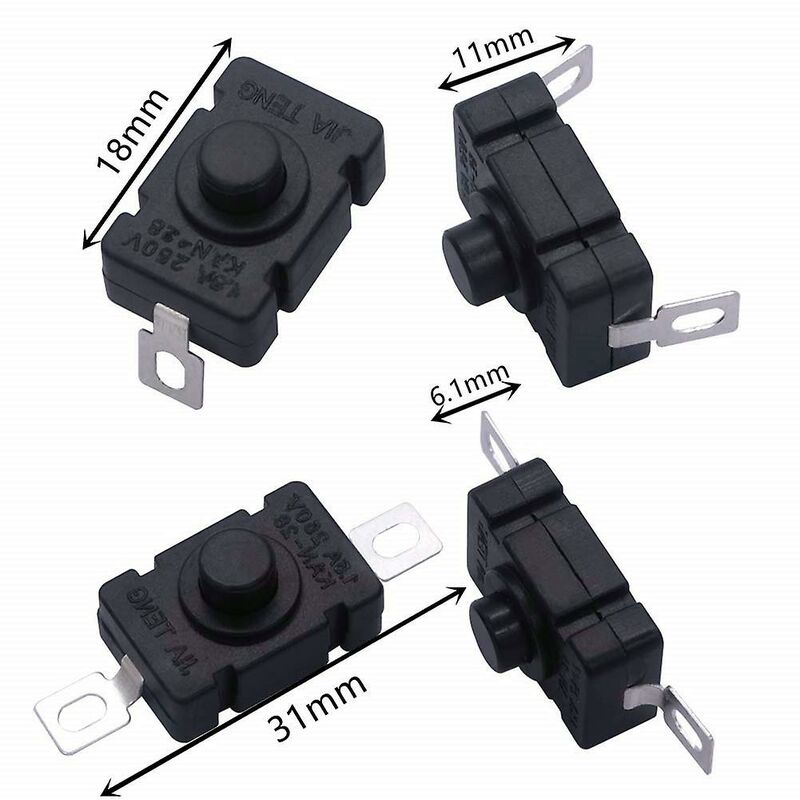 40 pcs Self-Locking Push Button Switch, Kan-28 Mini Flashlight Switch (20 pcs Flat Pin With Hole + 20 pcs V1188-MS-227-1168