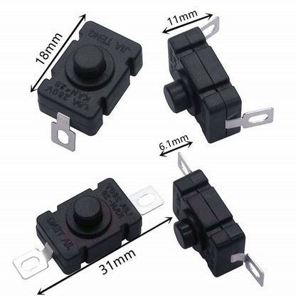 40 pcs Self-Locking Push Button Switch, Kan-28 Mini Flashlight Switch (20 pcs Flat Pin With Hole + 20 pcs V1188-MS-227-1168