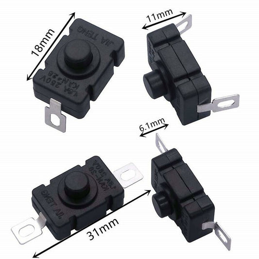 40 pcs Self-Locking Push Button Switch, Kan-28 Mini Flashlight Switch (20 pcs Flat Pin With Hole + 20 pcs V1188-MS-227-1168