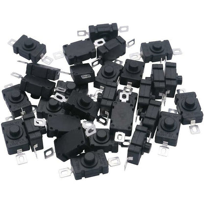 40 pcs Self-Locking Push Button Switch, Kan-28 Mini Flashlight Switch (20 pcs Flat Pin With Hole + 20 pcs V1188-MS-227-1168
