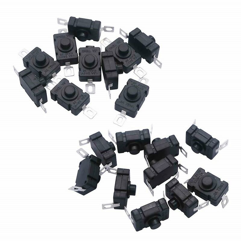 40 pcs Self-Locking Push Button Switch, Kan-28 Mini Flashlight Switch (20 pcs Flat Pin With Hole + 20 pcs V1188-MS-227-1168
