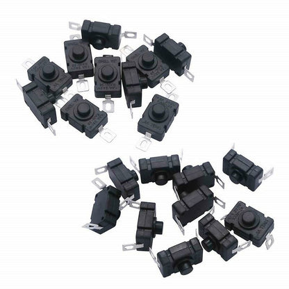 40 pcs Self-Locking Push Button Switch, Kan-28 Mini Flashlight Switch (20 pcs Flat Pin With Hole + 20 pcs V1188-MS-227-1168