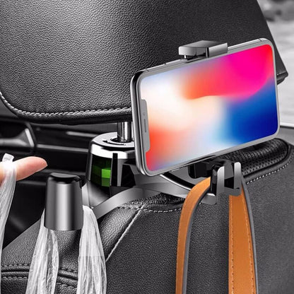 Car Headrest Hook, 2 In 1 Car Bag Holder With Phone Holder, Universal Car Interior Accessory Bag Holder, V1188-MS-227-1171