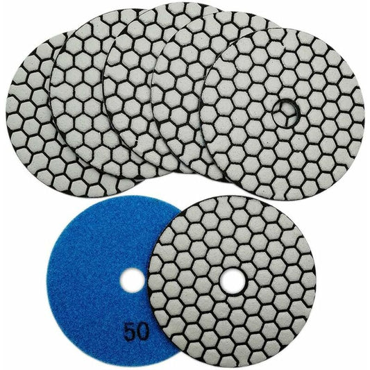 7 pcs Diamond Polishing Disc 4"/100Mm Dry Diamond Polishing Pads For Marble, Granite, Stone, Concrete (50) V1188-MS-227-1178