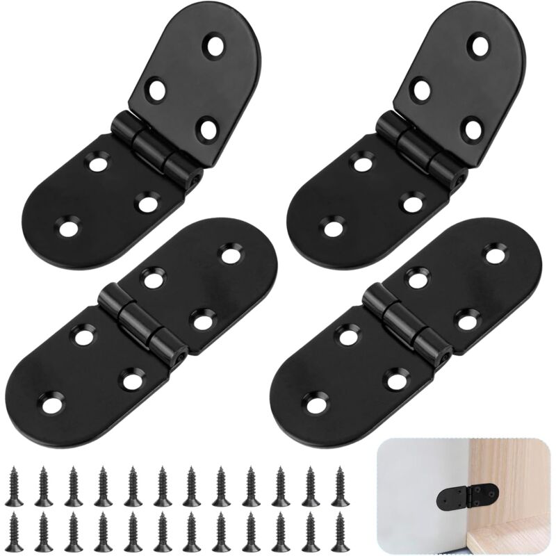 4 pcs Stainless Steel Folding Table Hinges - 180 Degree ROund Screw-In Hinges - Folding Table Hinges - Table V1188-MS-227-1181