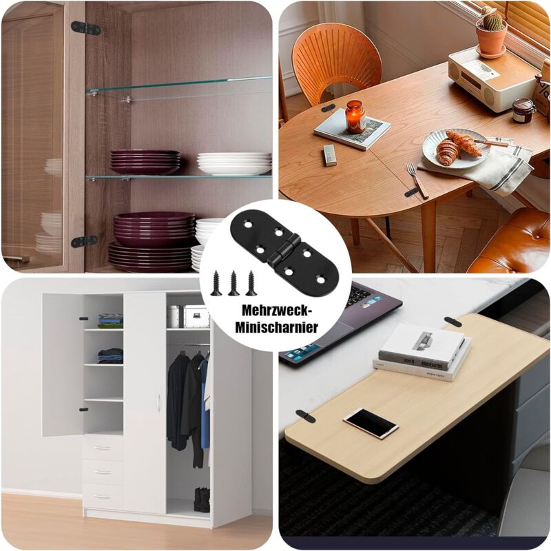 4 pcs Stainless Steel Folding Table Hinges - 180 Degree ROund Screw-In Hinges - Folding Table Hinges - Table V1188-MS-227-1181