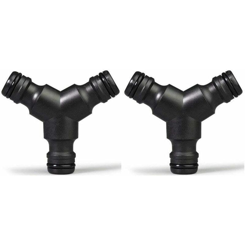 Plastic Snap On Hose Splitter (3 Way) Y Male Garden Hose Connector Y-Connector 2 Pack V1188-MS-227-1182