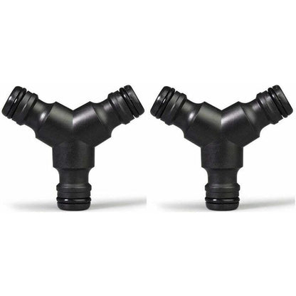 Plastic Snap On Hose Splitter (3 Way) Y Male Garden Hose Connector Y-Connector 2 Pack V1188-MS-227-1182
