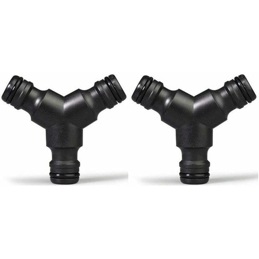 Plastic Snap On Hose Splitter (3 Way) Y Male Garden Hose Connector Y-Connector 2 Pack V1188-MS-227-1182