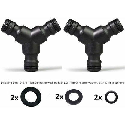 Plastic Snap On Hose Splitter (3 Way) Y Male Garden Hose Connector Y-Connector 2 Pack V1188-MS-227-1182