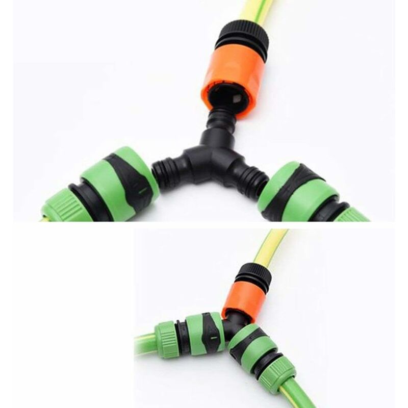 Plastic Snap On Hose Splitter (3 Way) Y Male Garden Hose Connector Y-Connector 2 Pack V1188-MS-227-1182