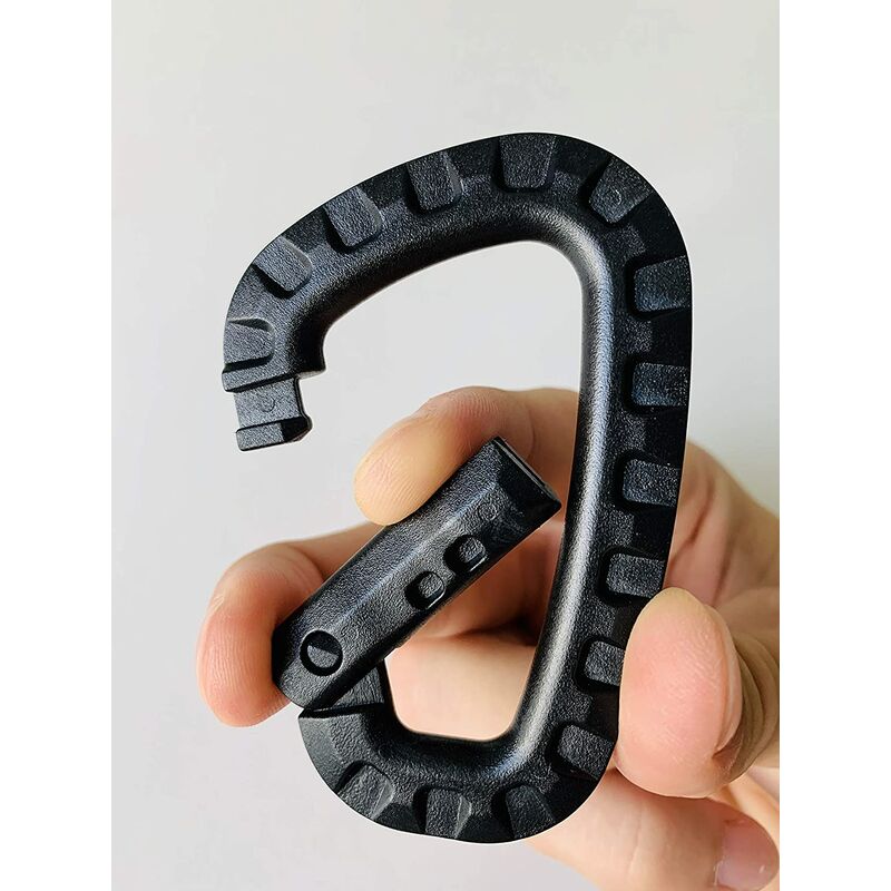 5 Pack Plastic Carabiners - Black - D-Shaped V1188-MS-227-1188
