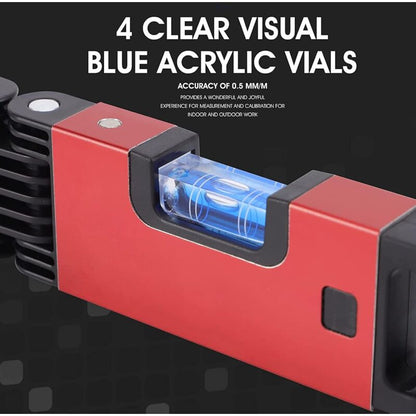 Foldable Level, 5-Section Multi-Angle Magnetic Level Tool With 4 Leveling Bubbles 45 degrees 90 degrees 180 V1188-MS-227-1192