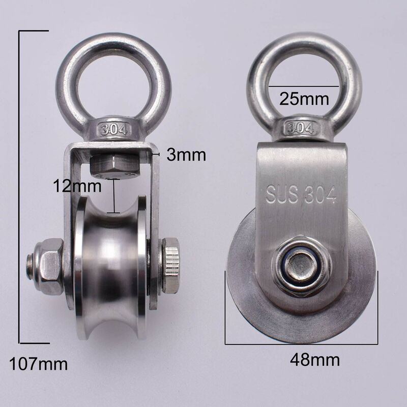 304 Stainless Steel ROpe Pulley Block, Max Load 200Kg V1188-MS-227-1199
