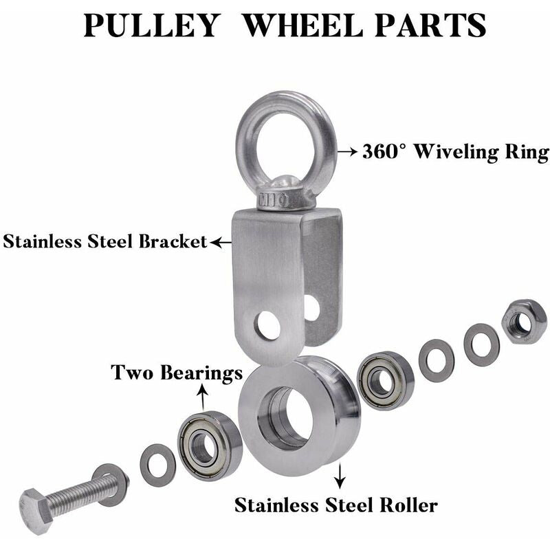 304 Stainless Steel ROpe Pulley Block, Max Load 200Kg V1188-MS-227-1199