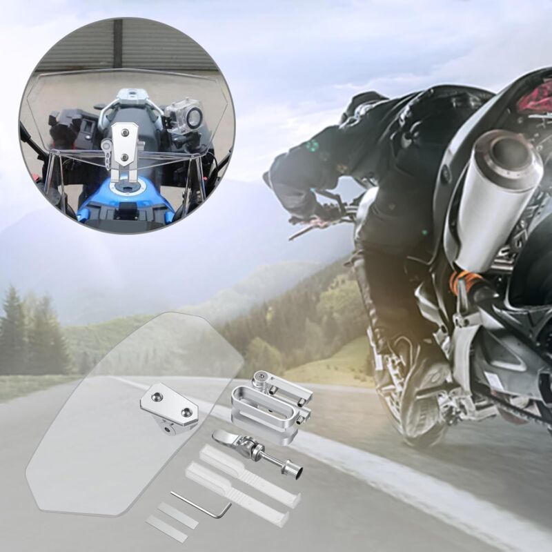 Motorcycle Windshield Adjustable Clip On Windscreen Extension Spoiler Wind Deflector For V1188-MS-227-1200