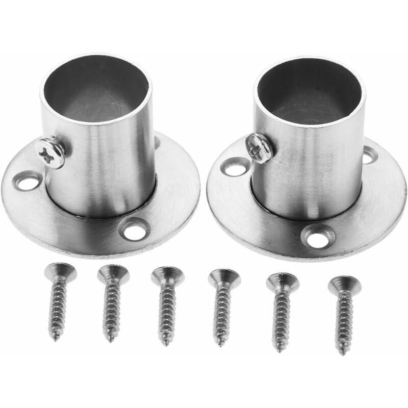 2 Pack Stainless Steel Closet ROd Brackets With Flange V1188-MS-227-1204
